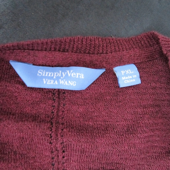 SimplyVera Vera Wang maroon sweater - Picture 2 of 3